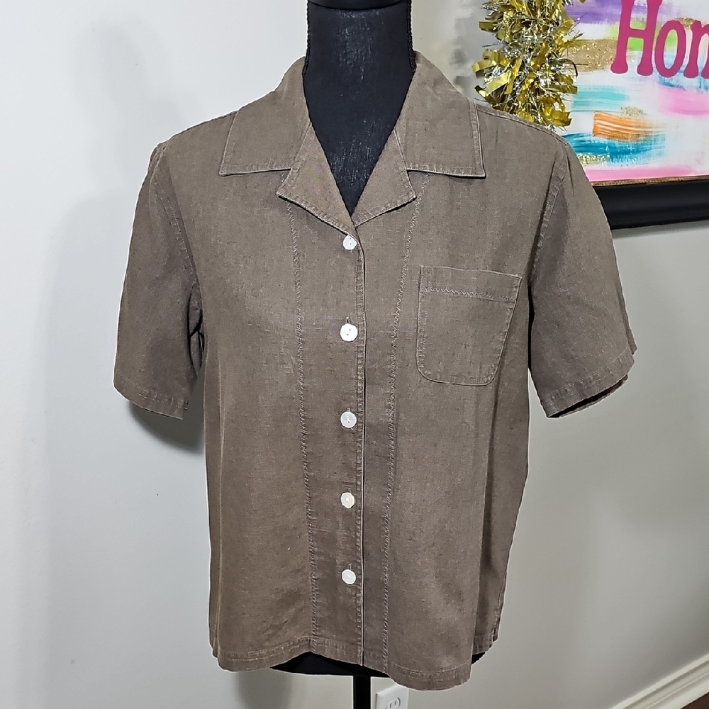 🌿 Three Hearts Linen Blend Resort Top Size Small